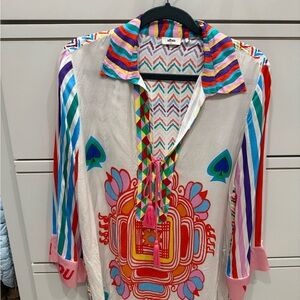 Me369 Colorful Geometric Patterned Tunic Top